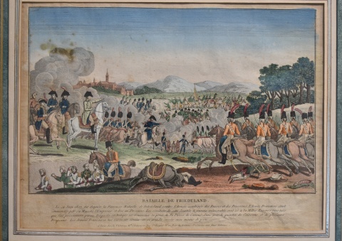 Bataille de Friedeland, grabado en colores. 28 x 38 cm