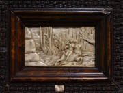Rapto de europa, relieve de marfil tallado. 5 x 8 cm