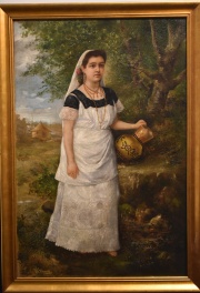 Modesto Gonzalez 'Mujer con cantaro', óleo de 90 x 60 cm.