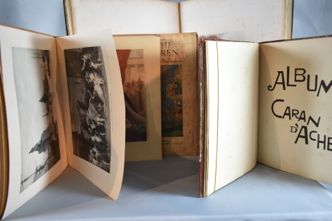 Cuatro Volumenes: Pintura Rusa, grabados de Gulliver. miniaturas Persas, Album de Caran D'Ache (Con averas) 4 Vol.