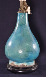 Lámpara oriental de cerámica verde.(885)
