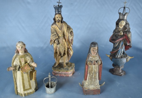 Cuatro tallas, Virgen y santos, pequeas con mnsulas. (383)