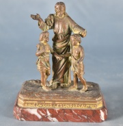 Jesús y los Niños, petit bronce, mano izquierda faltante. (848)
