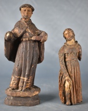San Antonio y San Roque, dos pequeas tallas madera. Faltantes. (417)