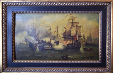 F. RIMBEN. Batalla Naval, óleo sobre tabla. F. Rimben. (265)