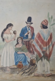 A.D´Hastrel, Atribuido a. 'Mateando', Acuarela año 1842, inicialada A.D'H. Escuela (1)