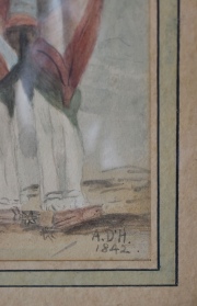 A.D´Hastrel, Atribuido a. 'Mateando', Acuarela año 1842, inicialada A.D'H. Escuela (1)