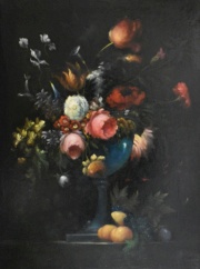 Dupontier. Vasos con Flores, dos óleos firmados Dupontier. (299)