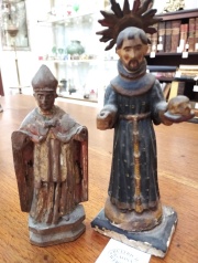 Santo con calavera y obispo, dos tallas de madera. (602)