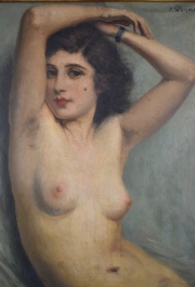 Weismann, Jacques. Desnudo de Mujer, leo sobre tabla.
