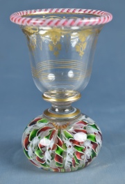 Copa - pisapapel Saint Louis vidrio con inclusiones polícromas. 11 cm.