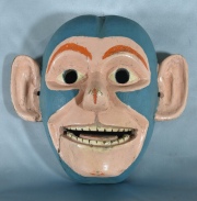 Cabeza de Mono, máscara Cotopaxi - Ecuador, de madera tallada, desperfectos.