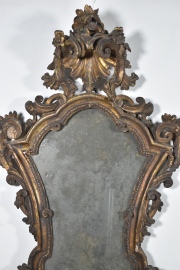 Par de Espejos Rococo Italianos del siglo XVIII. Restauros. Dec floral, faltantes, Alto 100 cm