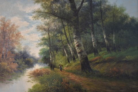 Helmer, R. 'Paisaje Arbolado', óleo sobre tela. 74 x 99 cm.