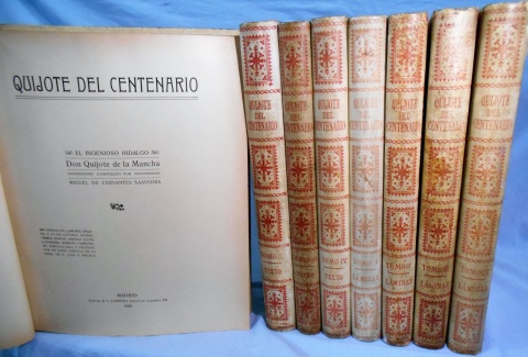 QUIJOTE DEL CENTENARIO, Primera Edicin, con 689 lminas de GIMENEZ ARANDA, 4 vol. con texto y 4 vol. con ilustraciones.