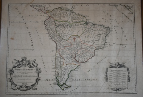Mapa Amerique Meridional. 46,5 x 65 cm. Enmarcado.
