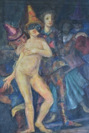 Raíl Podesta, Carnaval, témpera de 55 x 37 cm.