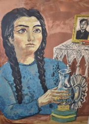 Berni, Antonio, Figura femenina. serigrafía de 75 x 55 cm.