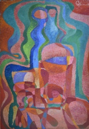 Carlos Reiner Planck 'Figuras', leo sobre tela 79,5 x 59,7 cm.