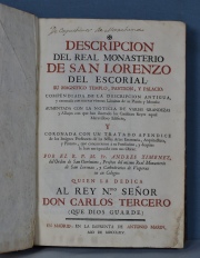 Descripcin del Monasterio del Escorial. Faltan grabados plegados, con 9 grabados desplegable y 4 simples.