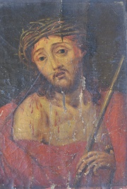 Cristo, leo sobre tela, sin enmarcar. ECCE HOMO. 26 x 19 cm.