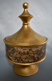 Potiche de cerámica italiana, cascaduras. 24 cm.