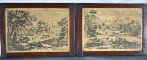 Dos grabados franceses, enmarcados