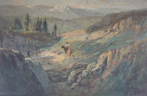 Dos óleos, Paisajes. A. Vaccari, 34 x 38 cm
