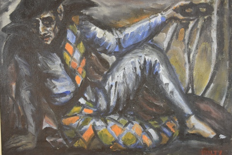Adolfo Luis Halty 'Arlequin', óleo sobre tela 85 x 110 cm. Peq. desperfecto.