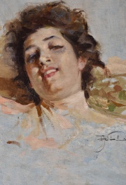 Joven Mujer, óleo reentelado, A Villa 35 x 25 cm..