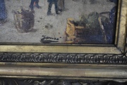 Joaquín Miro 'Feria de Barcelona', óleo. Mide: 55 x 73,5 cm.