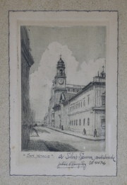 JULIAN C. GONZALEZ, grabado dedicado y firmado por el autor. Mide: 18 x 11 cm.