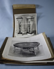 Conjunto de 8 fotos y 6 dibujos originales de Muebles de la casa Jansen.