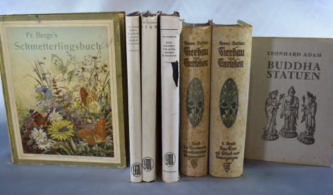 BERGE, FRIEDRICH: Fr. Berge's Schmetterlingsbuch... Stuttgart 1910. Y otros libros en alemán. 7 Vol.