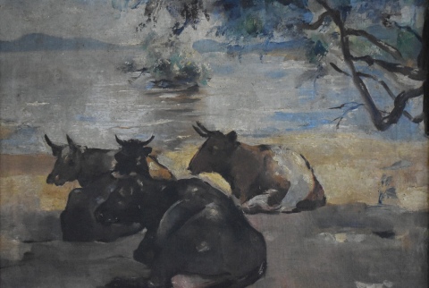 Bacchelli, Mario 'Vacas', óleo. Mide: 29,5 x 39 cm.
