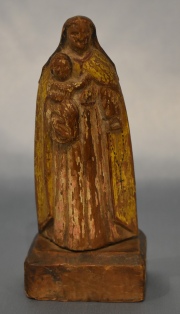 Virgen y el Niño, talla de madera. 16 cm.