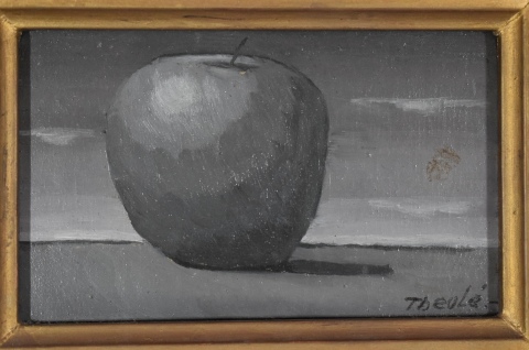 Theule, Máximo. La manzana, óleo peq. 6,5 x 10 cm.