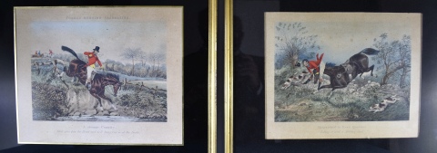 Cinco grabados ingleses. Fores's Hunting Casualties. Realizados por J. Harris tomados de pinturas de H. Alken 27x33 cm