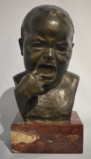 Coscia 'Cabeza de Niño', escultura en bronce. Alto: 23 cm. Alto con base: 29 cm.