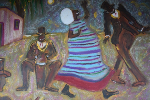 Octavio Rojo 'El Baile', pastel. 69 x 99 cm.