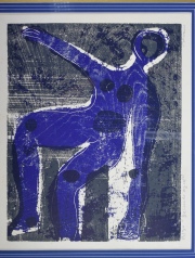 SEOANE, LUIS 'Desnudo Azul' serigrafía en colores. Mide 17.5 x 35 cm.