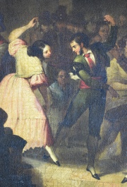 Cortes, Andrés. 'Baile Sevillano', óleo 52 x 43 cm.
