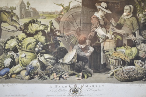 R. Earlom, A Herb Market, grabado a la mezzotinta. 42 x 58 cm.