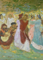 Pedro Figari (1861-1938). Baile Criollo, óleo. Mide: 35 x 50 cm.