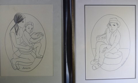Lainez, dos dibujos Miden: 35 x 27 cm.