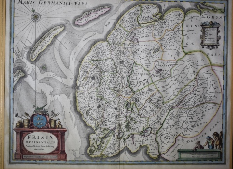 Frisia Occidentalis. Grabado color. Mapa. Mide: 38 x 49 cm.