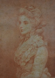 Miss Frances Kemble, (1759-1822) By John Jones after Sir Joshua Reynolds. sepia. Mide 25 x 19 cm.