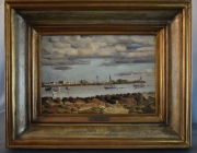 Ceria Edmond. Puerto Breton, óleo sobre tela firmado. 24 x 35 cm.