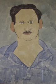 Juan Grela, Hombre con bigote. Acuarela. Mide: 51 x 36,5 cm. colección EFRAIN PAESKY - EMA GARMENDIA.