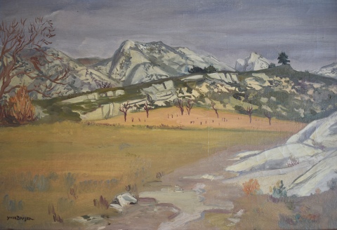 Brayer Yves - La Plaine Des Baux de Provence, óleo de 38 x 55 cm.